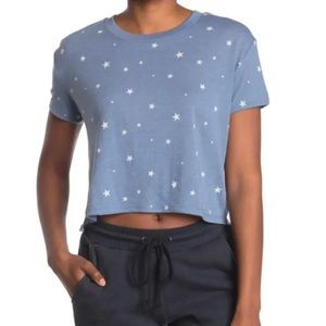 NWT Alternative Blue w/ Stars Cropped Short-Sleeve Tee